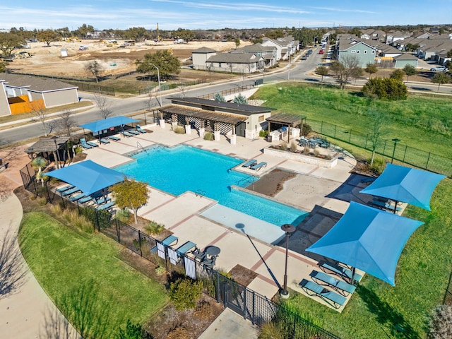 view of swimming pool featuring a patio area