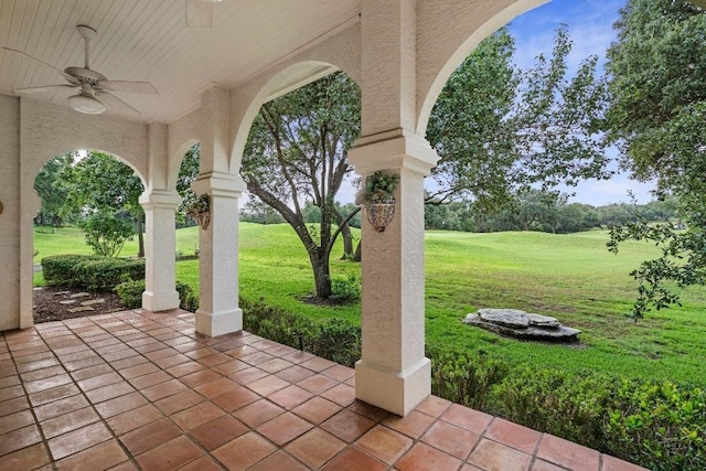 view of patio with ceiling fan