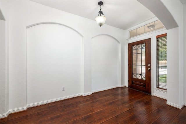 foyer featuring dark wood-type flooring