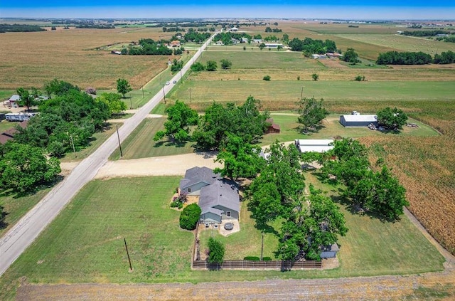 birds eye view of property with a rural view