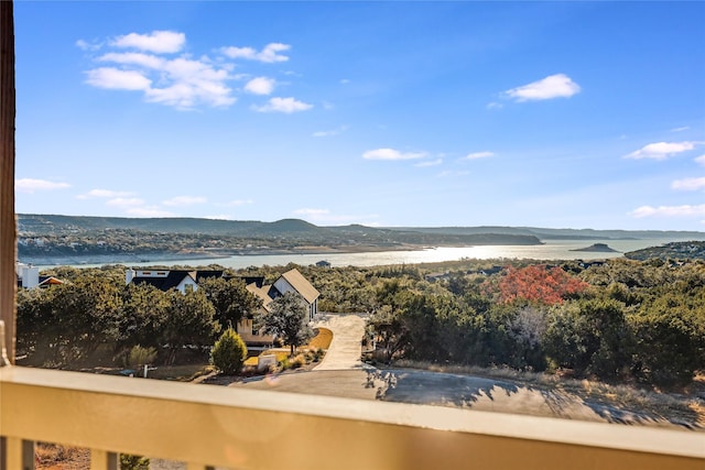 view of mountain feature with a water view