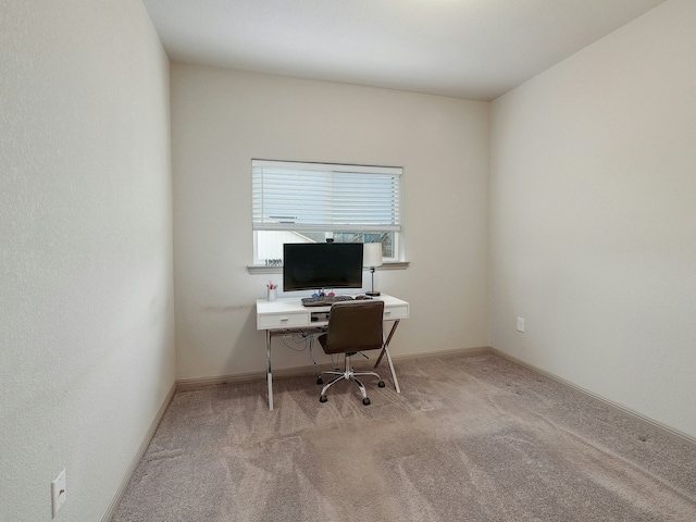 view of carpeted office space