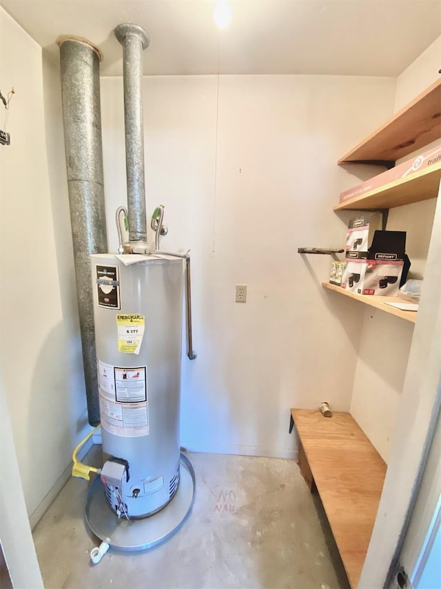 utility room with water heater