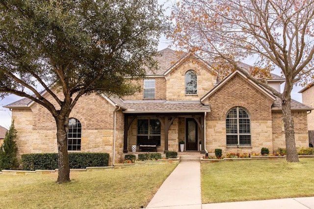 view of front of home with a front lawn