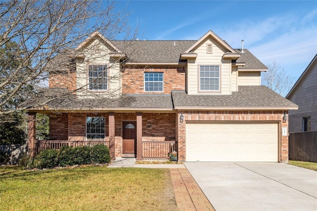 1201 Drake Cv, Leander, TX 78641 - view of front of home featuring driveway, a porch, and brick siding