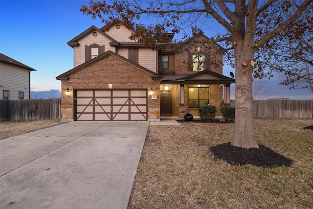 view of front property with a garage