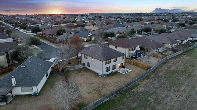 view of aerial view at dusk