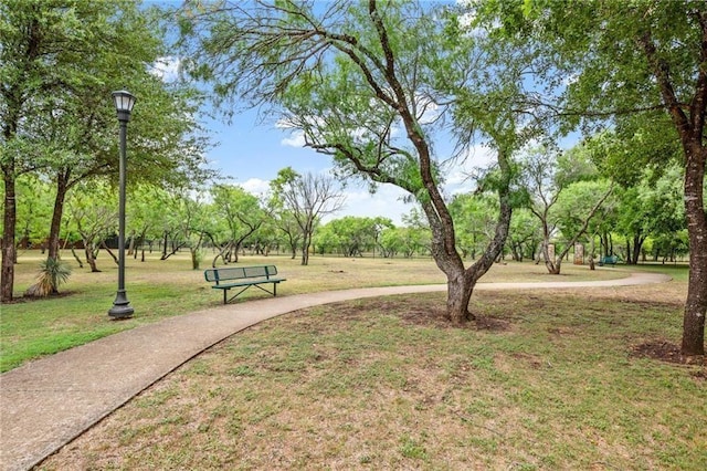 view of property's community featuring a lawn