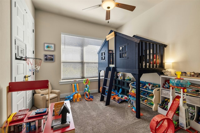 interior space featuring ceiling fan