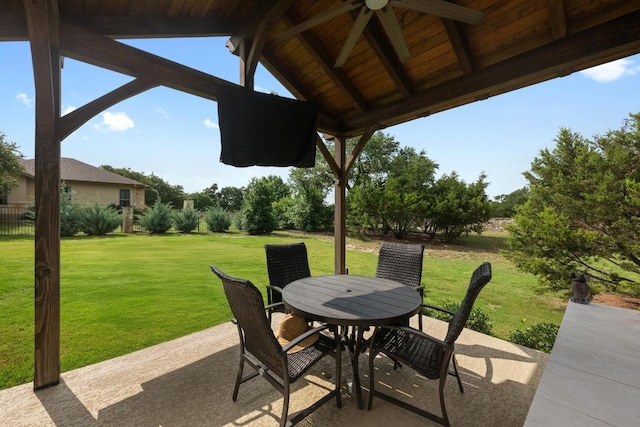 105 Aldea St, Georgetown, TX 78633 - view of patio / terrace with outdoor dining area and a ceiling fan