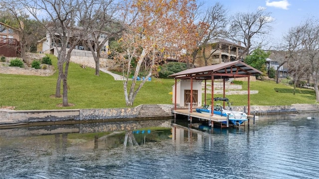2007 Big Horn Dr, Austin, TX 78734 - dock area featuring a water view, a yard, and a gazebo