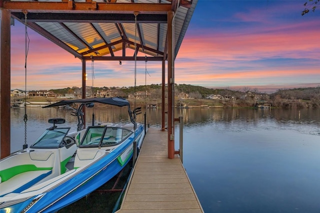 dock area featuring a water view