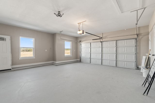 garage with a garage door opener