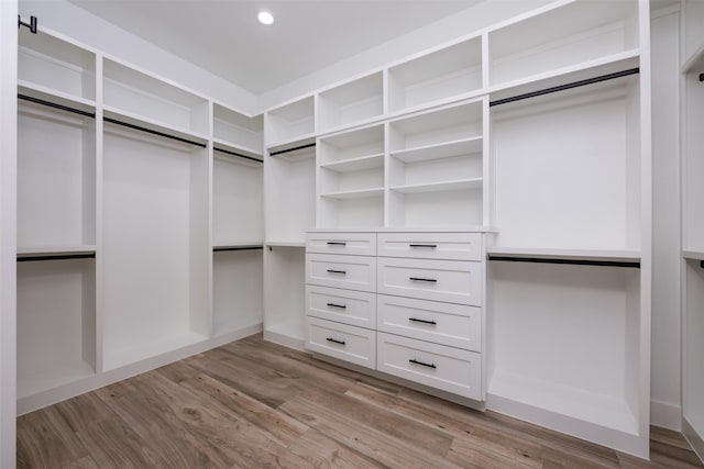 walk in closet featuring light hardwood / wood-style floors