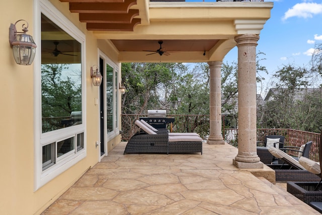 view of patio / terrace with ceiling fan