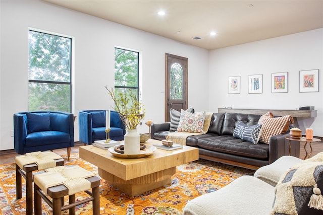 living room with hardwood / wood-style floors