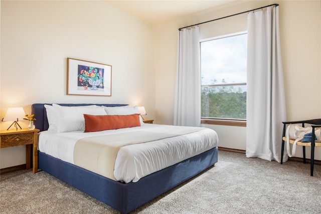 carpeted bedroom featuring multiple windows