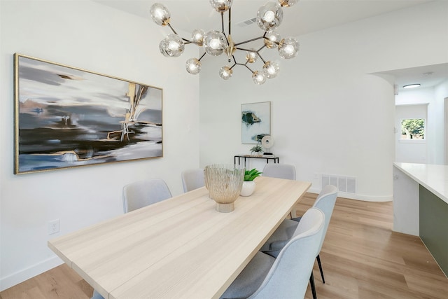 dining space with light hardwood / wood-style floors