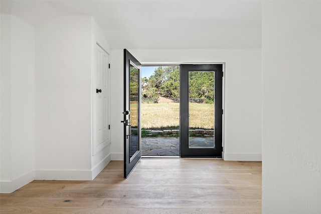 foyer with light hardwood / wood-style flooring