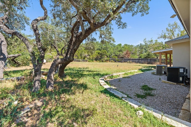 view of yard featuring central air condition unit