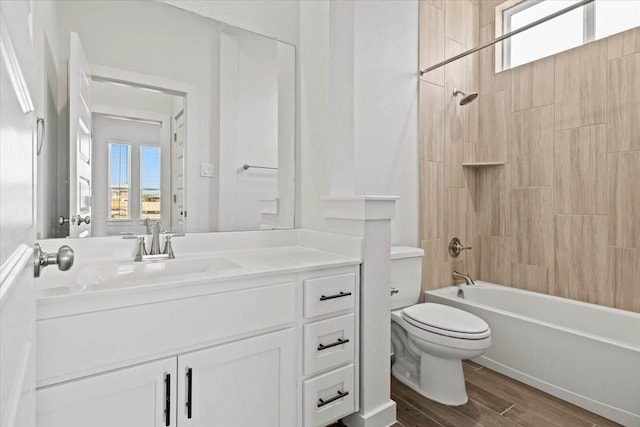 full bathroom with vanity, toilet, and shower / bath combination