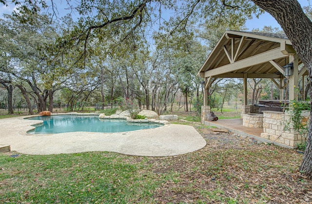 view of pool featuring a patio and a gazebo