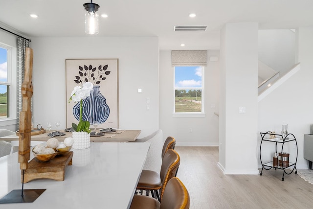 dining area featuring light hardwood / wood-style flooring