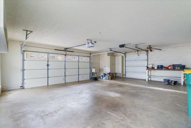 garage with a garage door opener