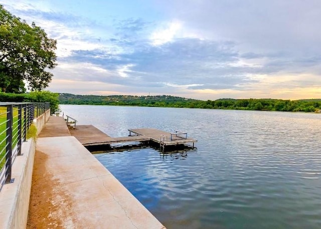 view of dock featuring a water view