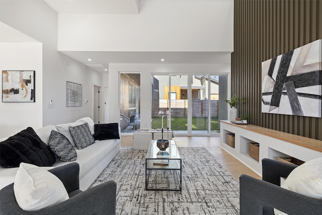 living room featuring light hardwood / wood-style flooring