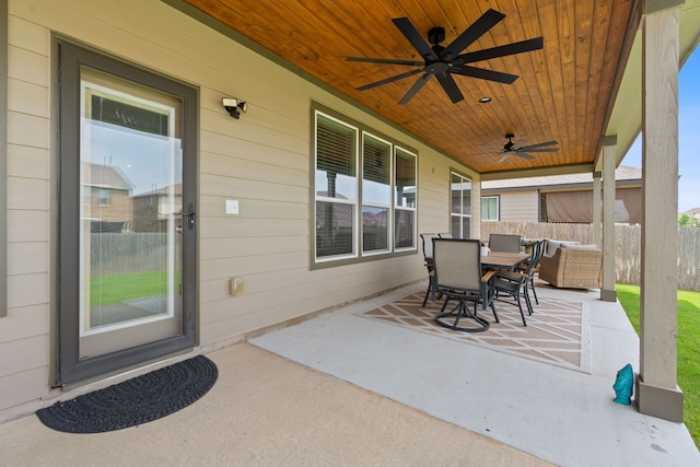 view of patio with ceiling fan