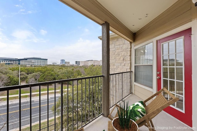 balcony with a view of city