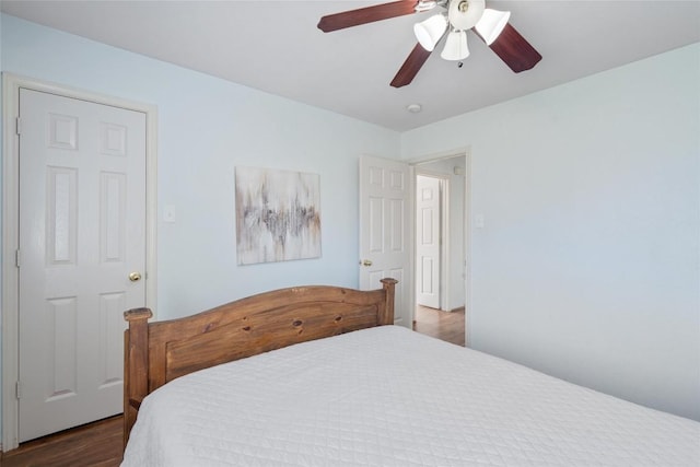 15101 Sweet Caddies Dr, Pflugerville, TX 78660 - bedroom featuring wood finished floors and a ceiling fan