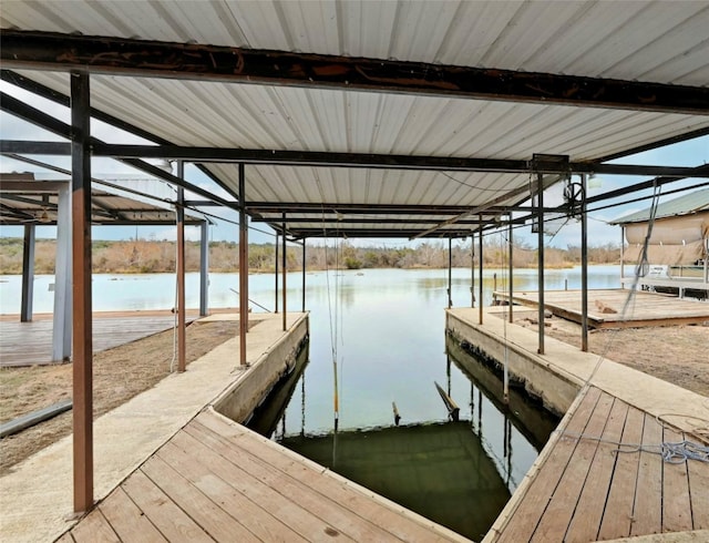 view of dock featuring a water view