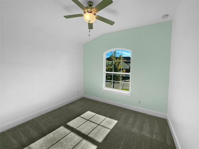 2120 Prairie Oaks Dr, Georgetown, TX 78628 - unfurnished room featuring carpet, a smoke detector, ceiling fan, and vaulted ceiling