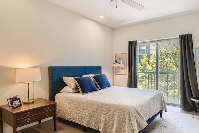 908 Nueces St Unit 37, Austin, TX 78701 - bedroom featuring a ceiling fan and access to outside