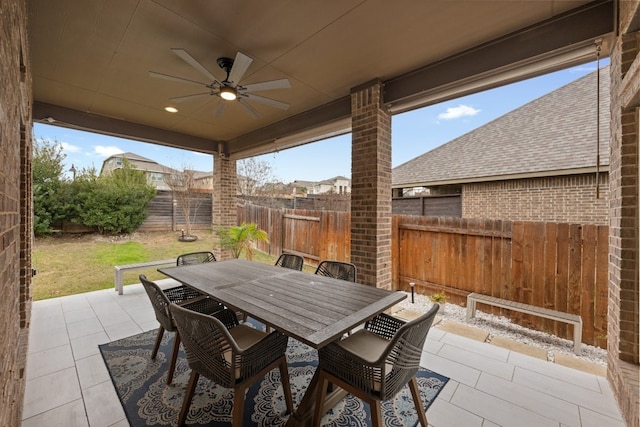 view of patio with ceiling fan