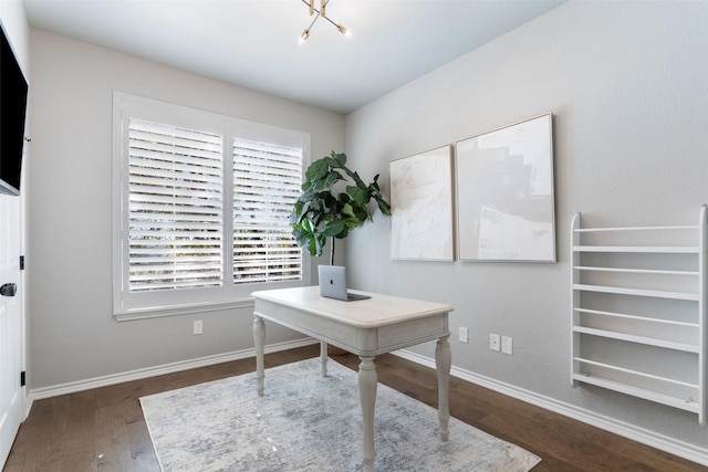 office area featuring dark wood-type flooring and a wealth of natural light