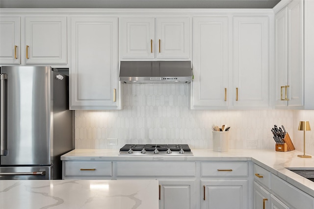 kitchen with white cabinetry and stainless steel appliances