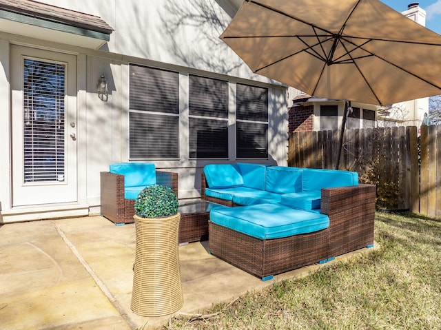 view of patio featuring an outdoor living space