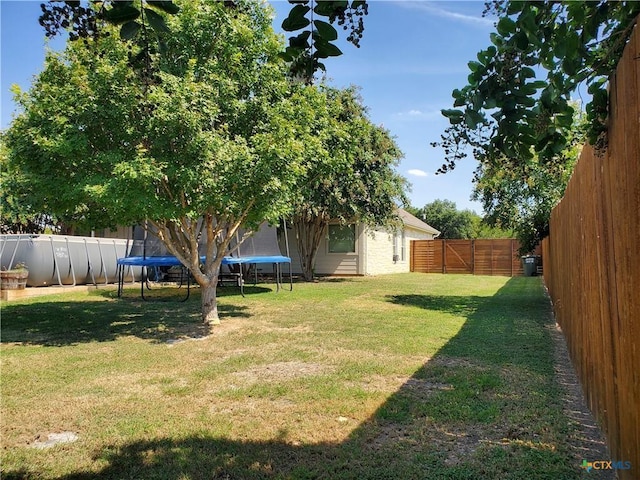 view of yard with a trampoline