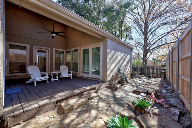 wooden terrace with ceiling fan