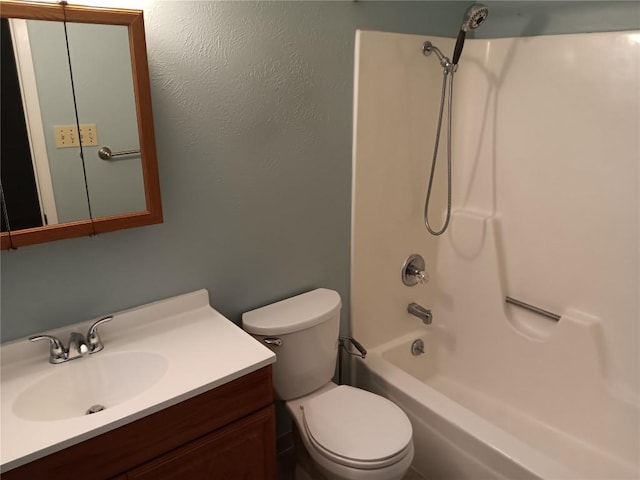 full bathroom with vanity, toilet, and shower / bath combination