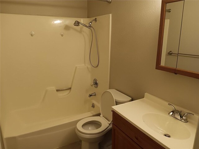 full bathroom with vanity, toilet, and shower / bathing tub combination