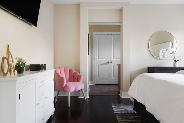 bedroom featuring dark wood-type flooring