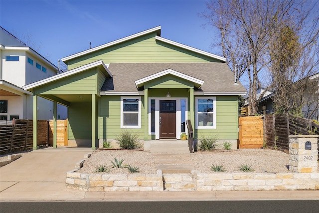 view of bungalow-style home