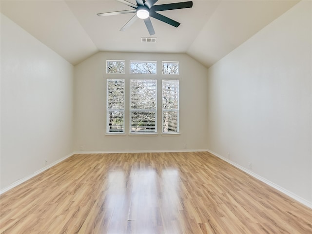 bonus room featuring ceiling fan, vaulted ceiling, and light hardwood / wood-style flooring