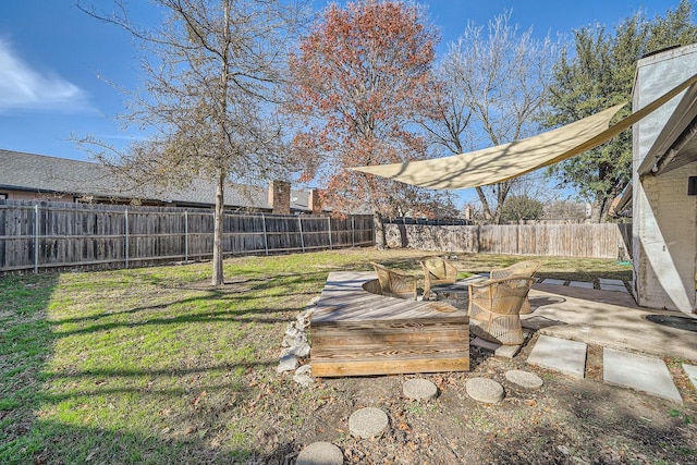 view of yard with a wooden deck