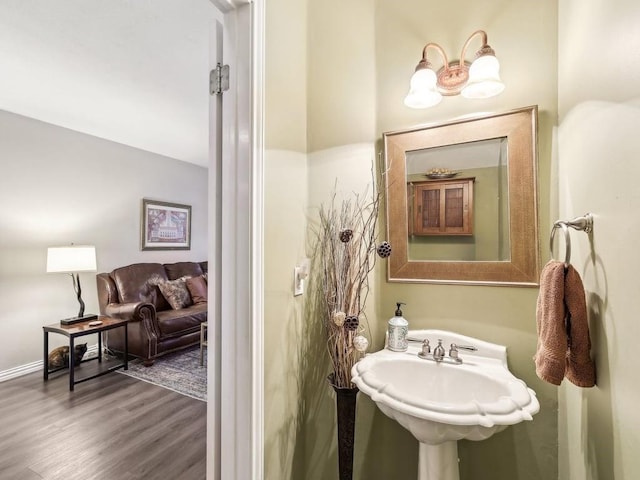 bathroom with sink and wood-type flooring