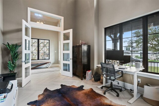 107 Bisset Ct, Austin, TX 78738 - office with french doors and a towering ceiling